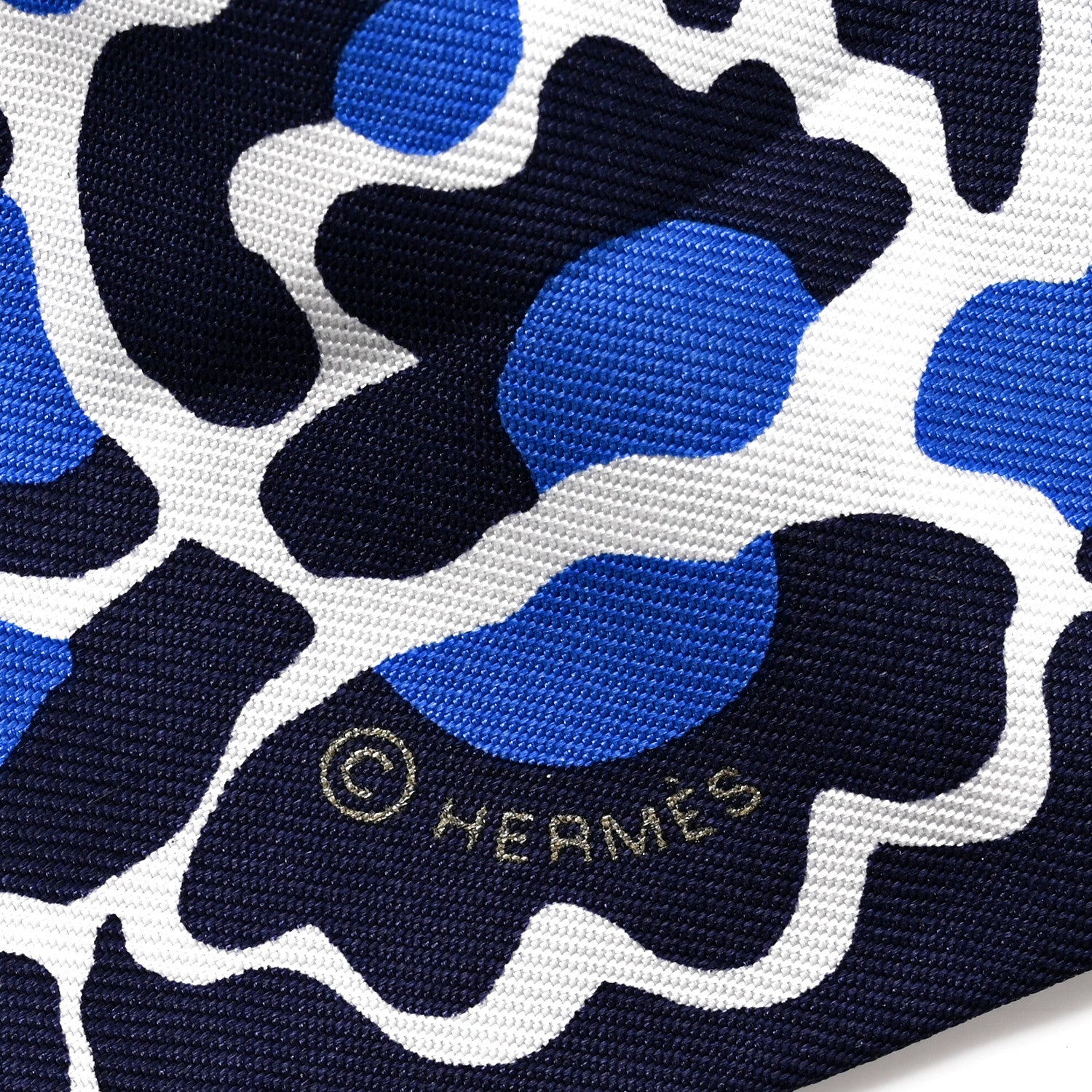Hermes Silk Bingata Twilly Marine Tabac White 3 of 4