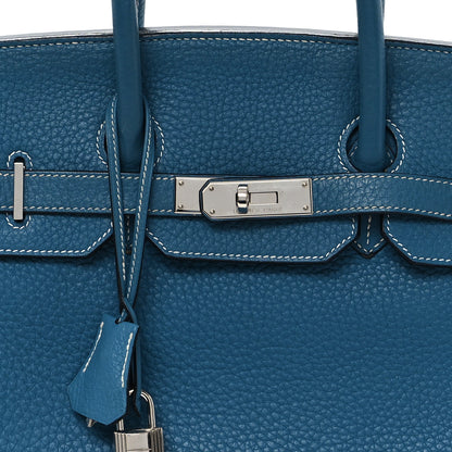 Hermes Taurillon Clemence BIRKIN 35 Blue Jean 8 of 13