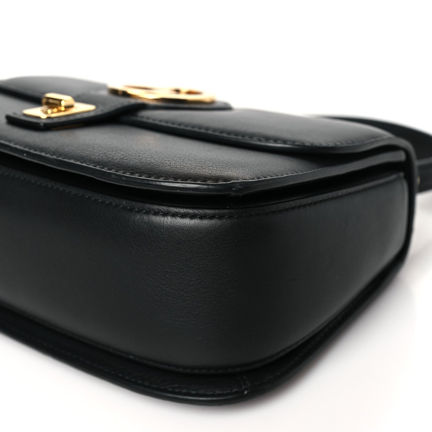 Roxy Calfskin Small Blondie Top Handle Shoulder Flap Bag Black