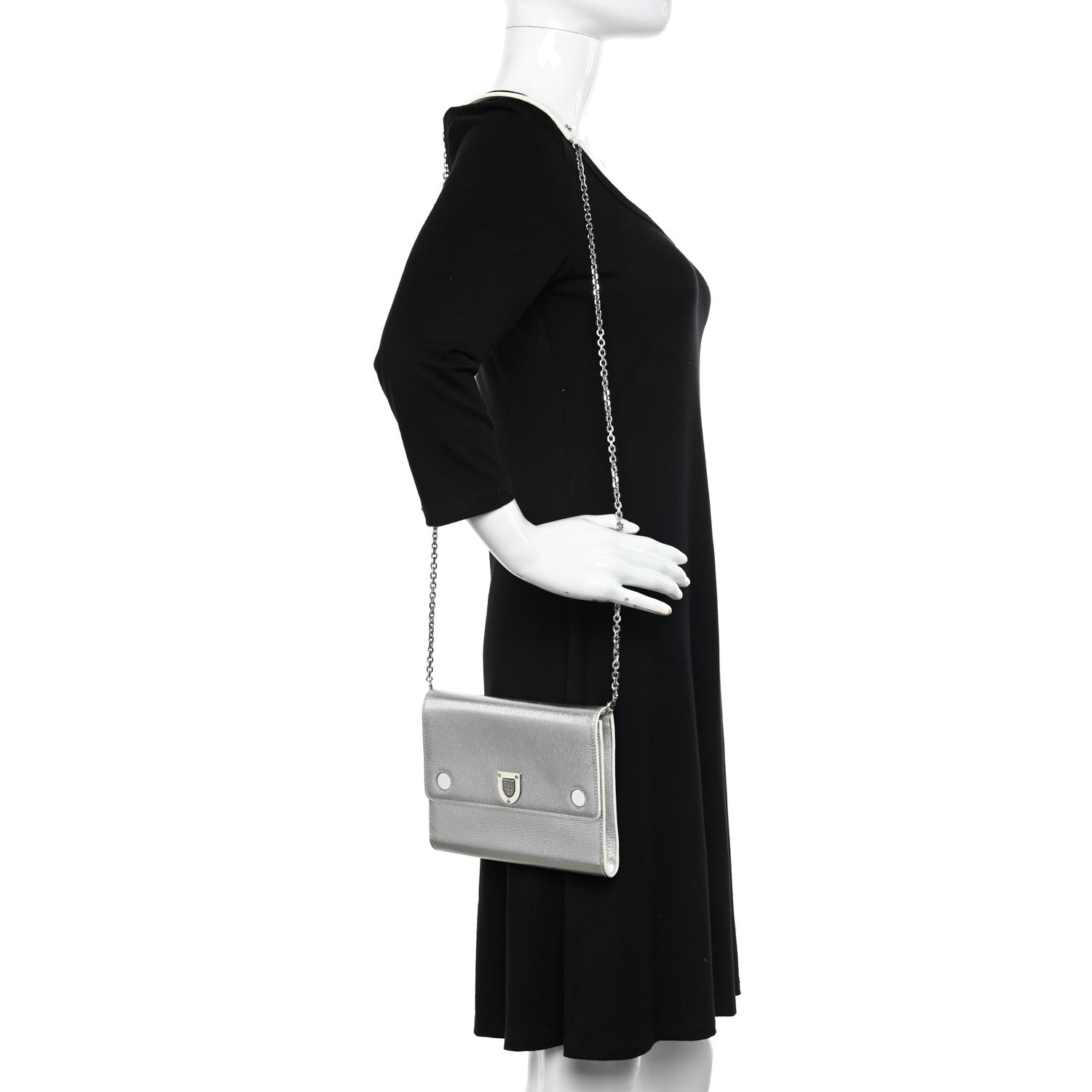 Christian Dior Goatskin Diorever Wallet On Chain Argent 2 of 12