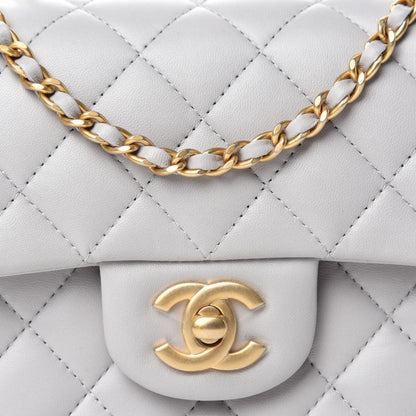 Chanel Lambskin Quilted Mini Top Handle Rectangular Flap Grey 10 of 11