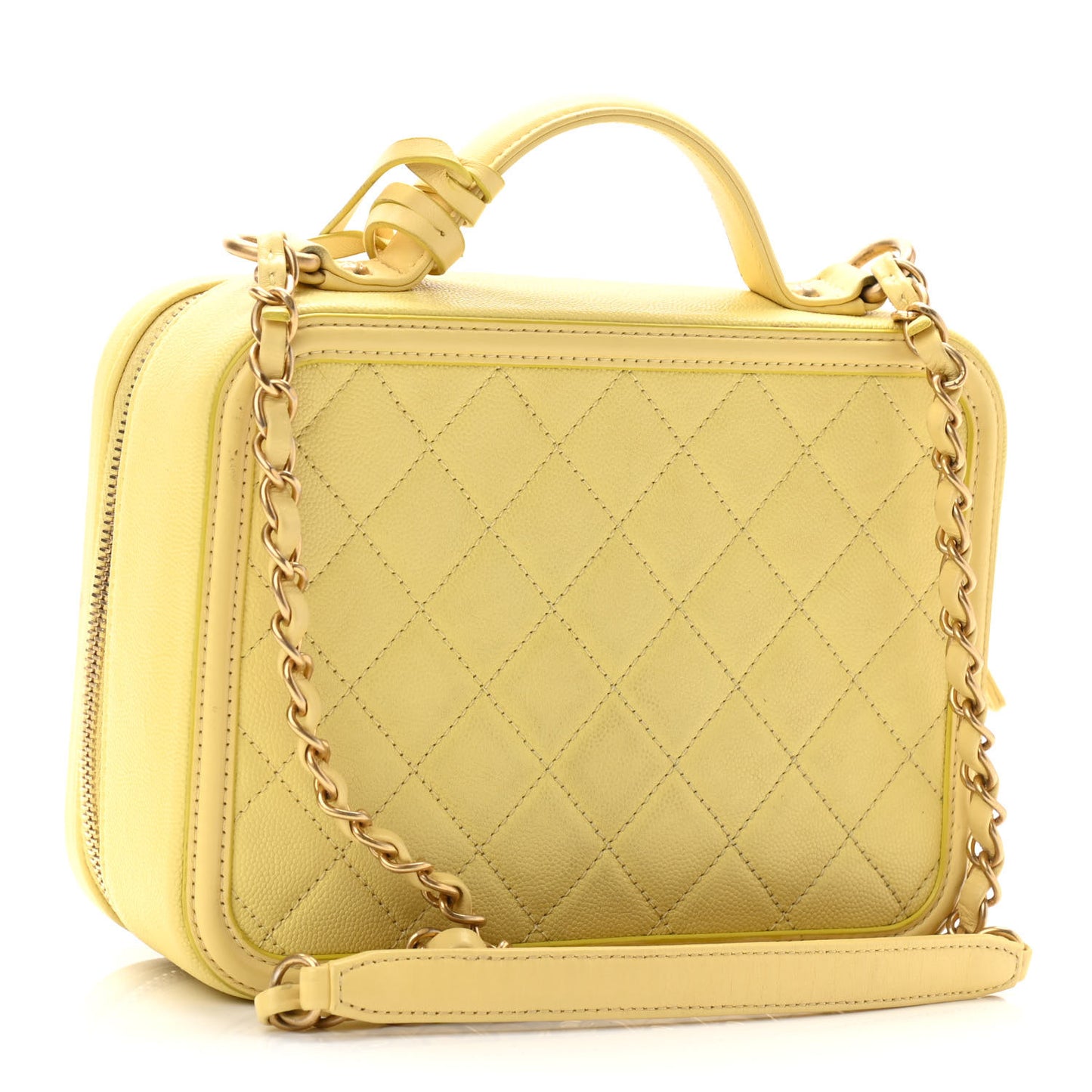 Caviar Quilted Medium CC Filigree Vanity Case Yellow