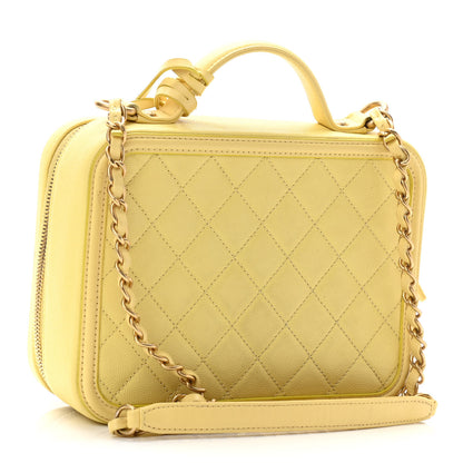 Chanel Caviar Quilted Medium CC Filigree Vanity Case Yellow 3 of 11