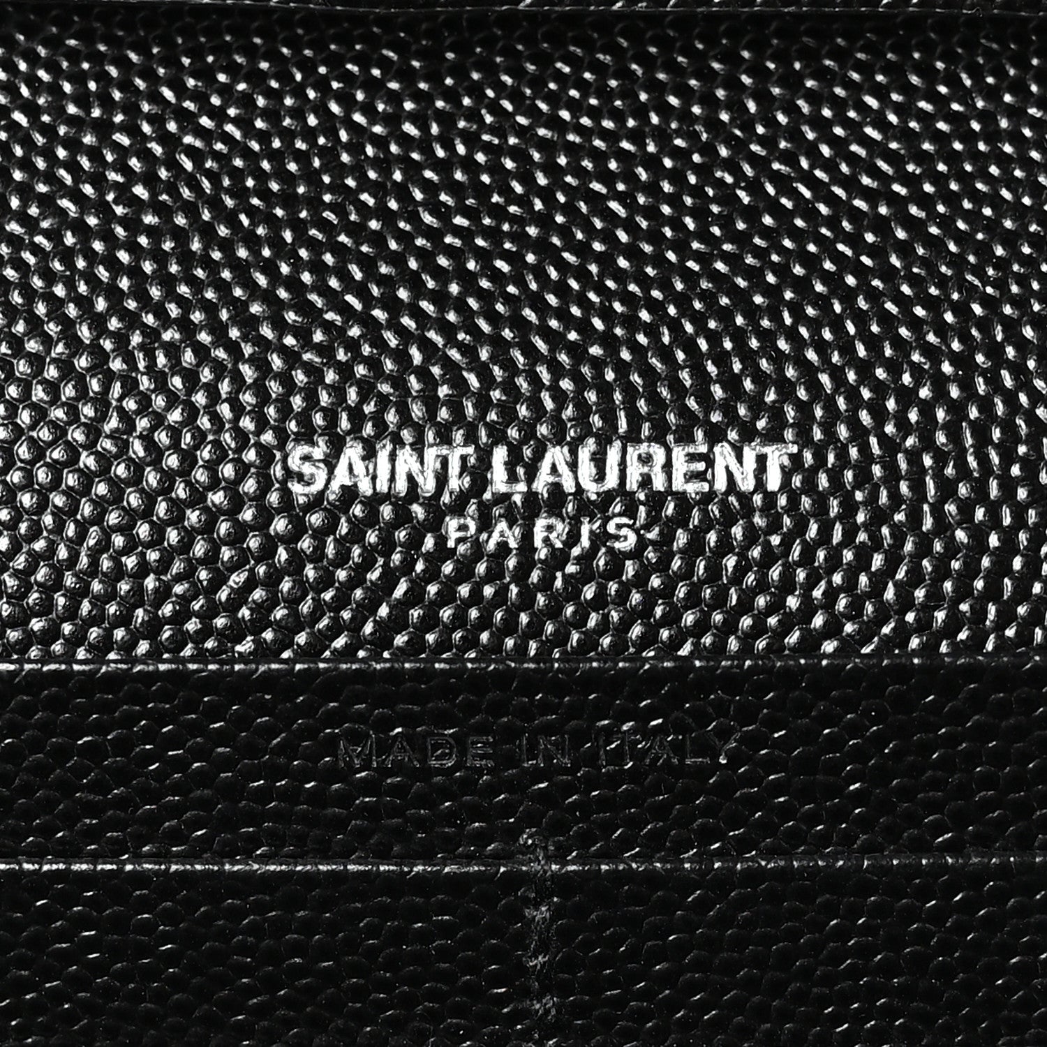 Saint Laurent Grain De Poudre Matelasse Chevron Monogram Chain Wallet Black 10 of 19