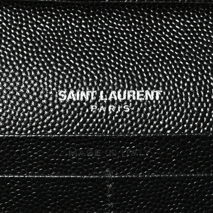 Saint Laurent Grain De Poudre Matelasse Chevron Monogram Chain Wallet Black 10 of 19