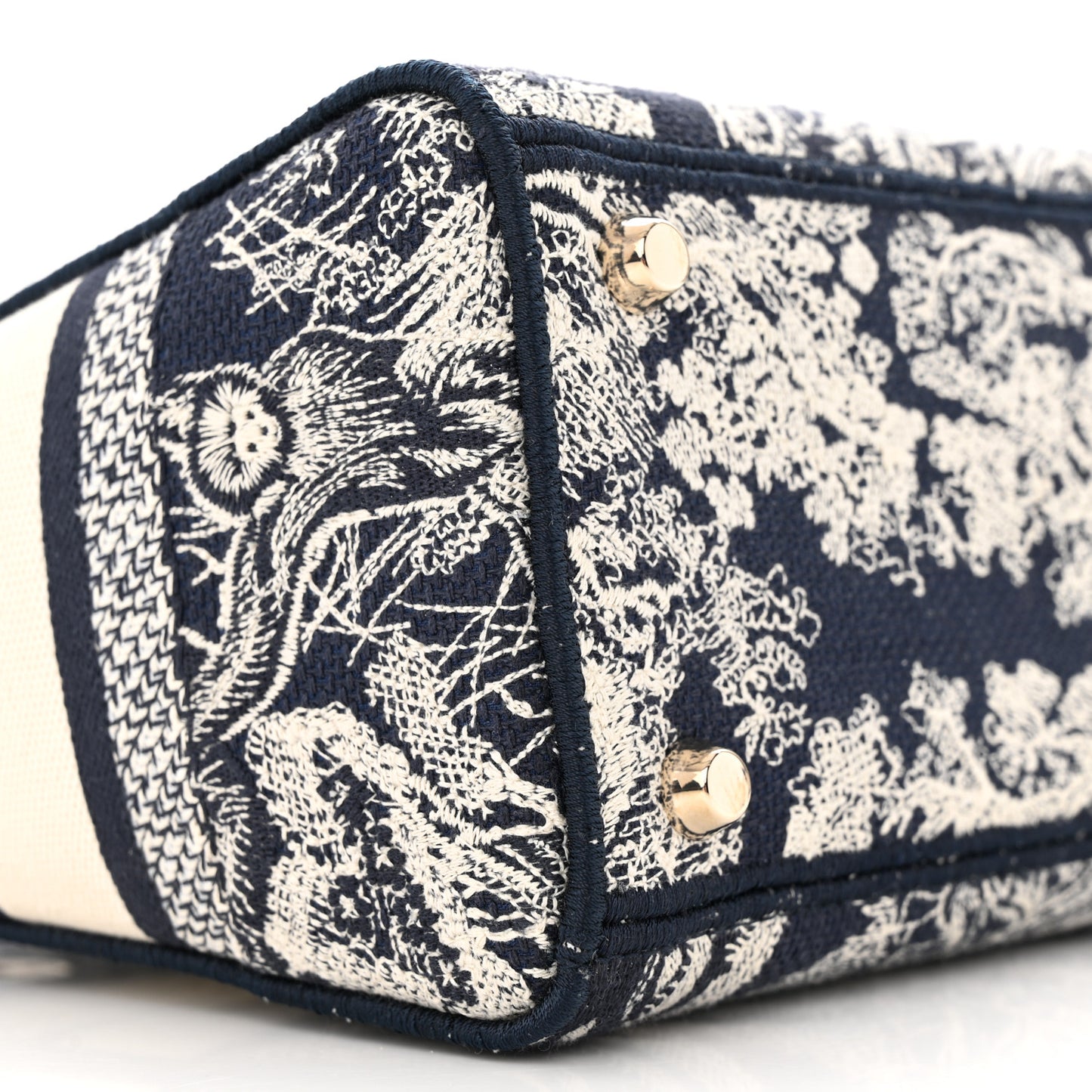 Canvas Toile De Jouy Reverse Embroidered Medium Lady D-Lite Navy