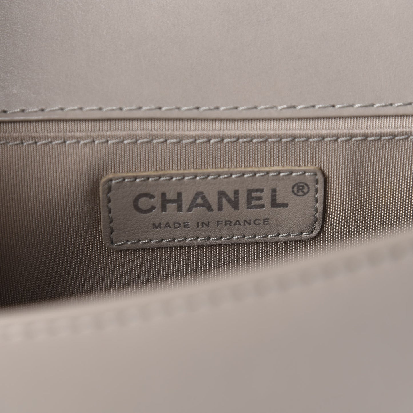 Calfskin Quilted Medium Boy Top Handle Flap Grey