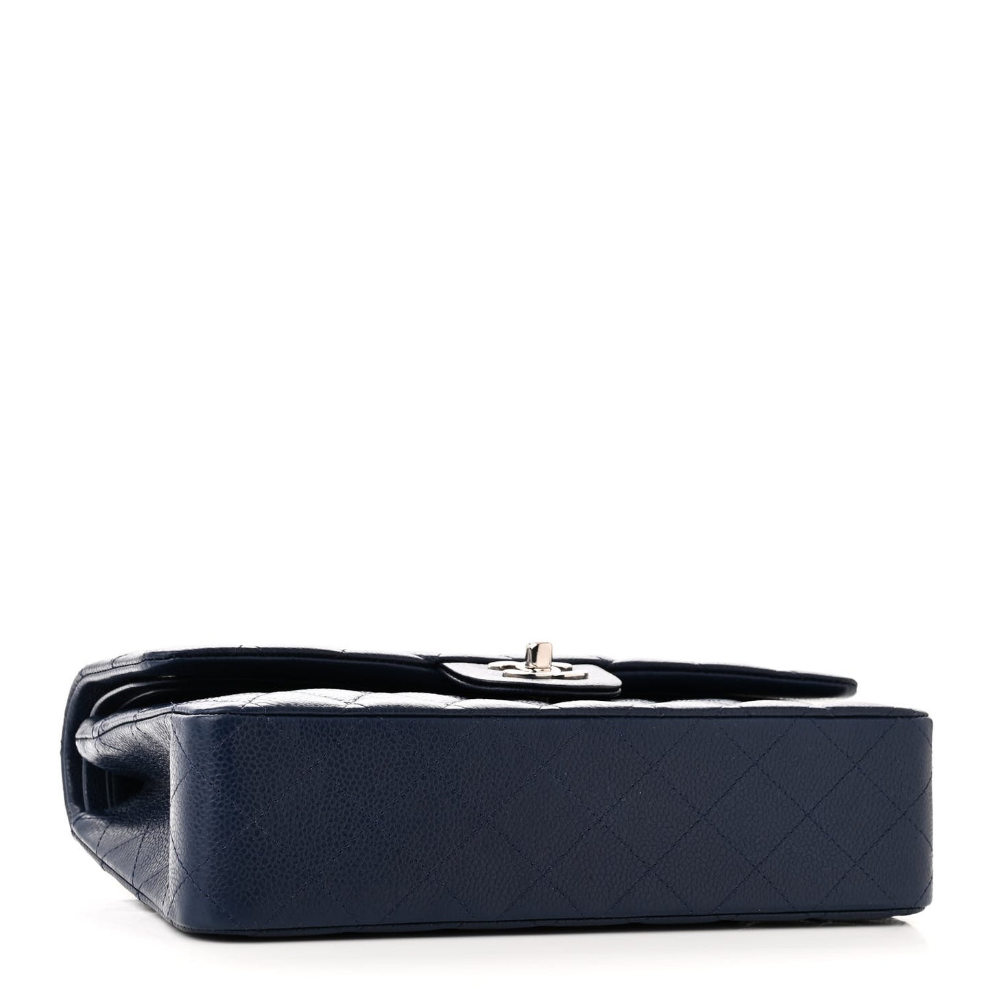 Caviar Quilted Medium Double Flap Blue