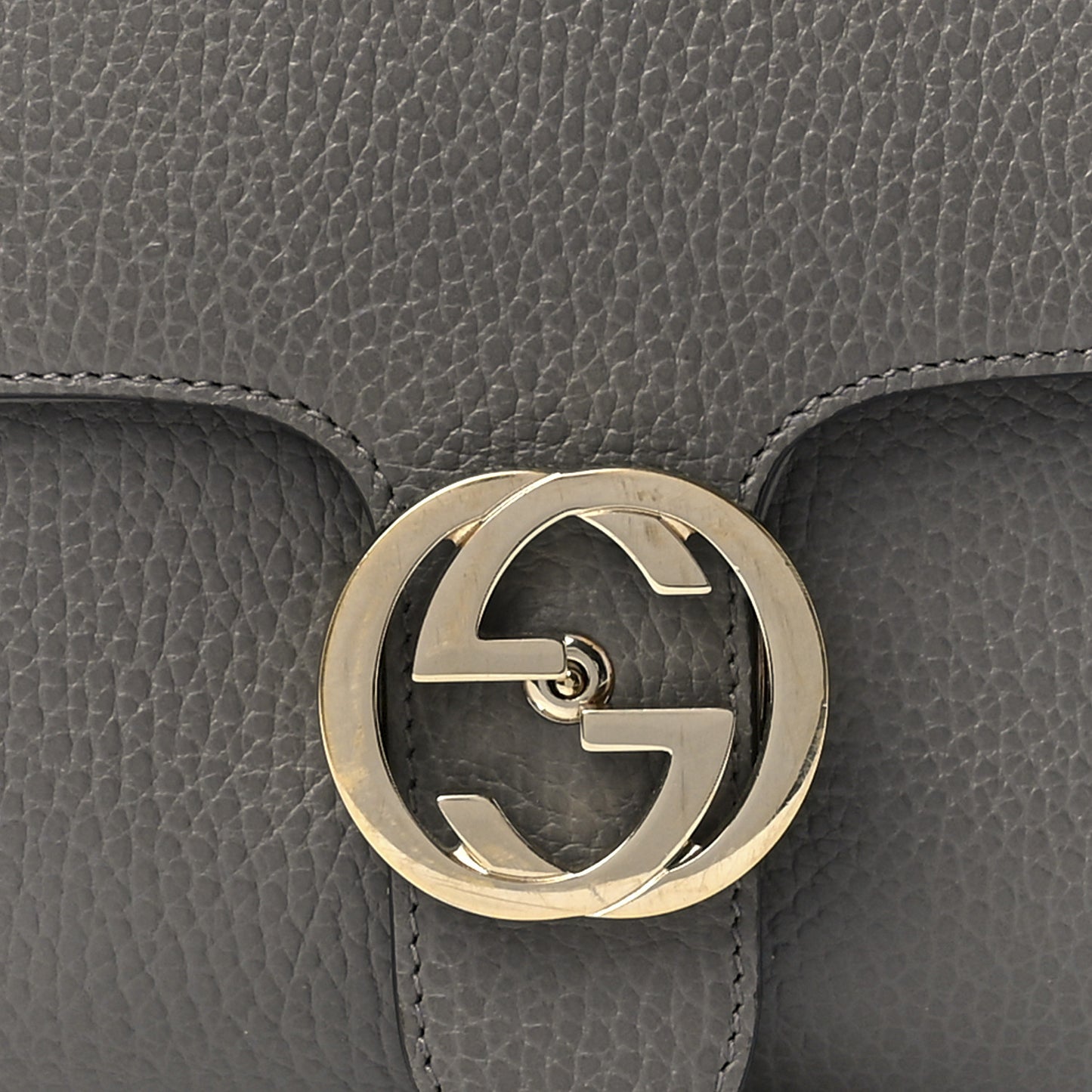 Dollar Calfskin Interlocking G Top Handle Shoulder Bag Loess