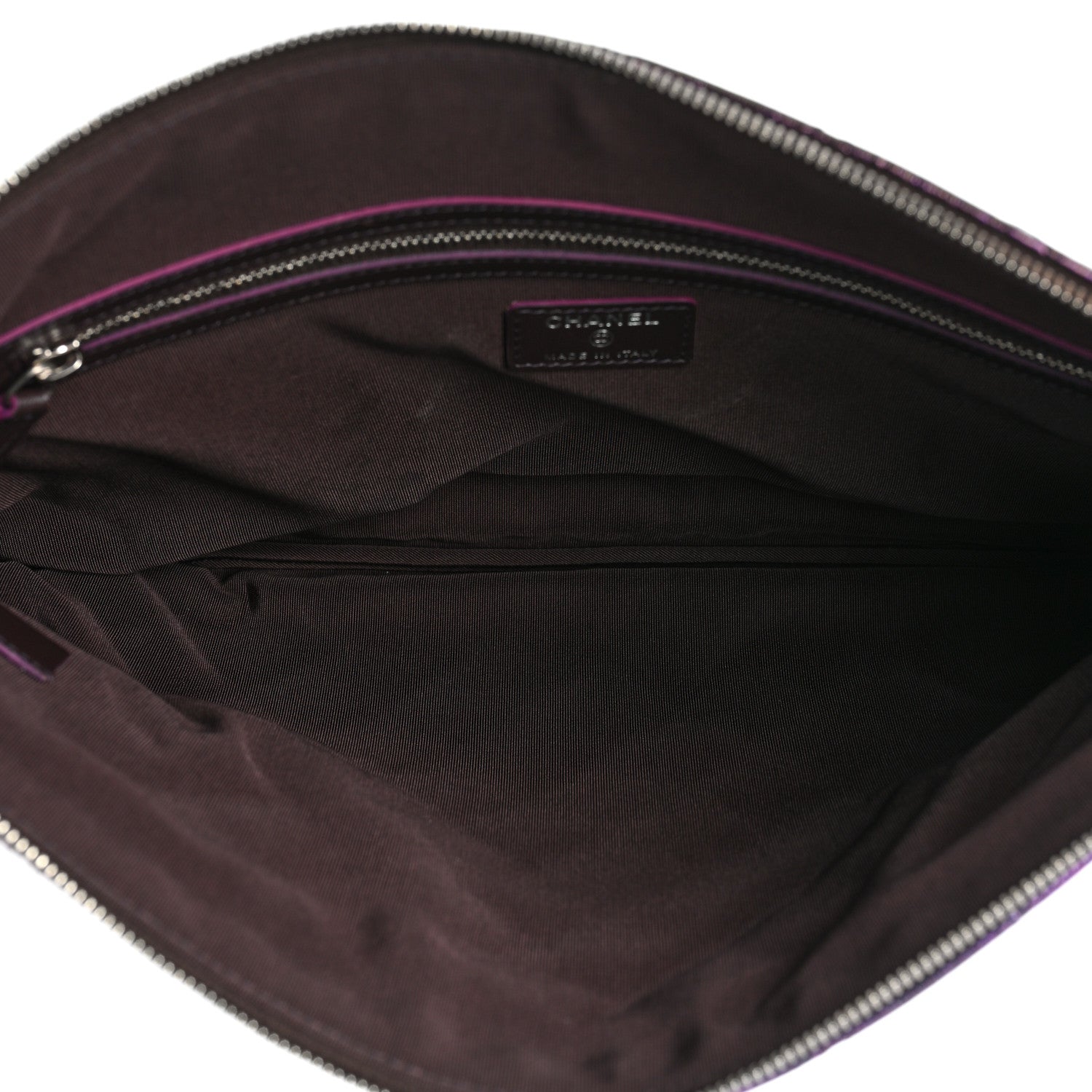 Chanel Iridescent Crumpled Calfskin CC Ripples Medium Cosmetic Case Purple 5 of 12