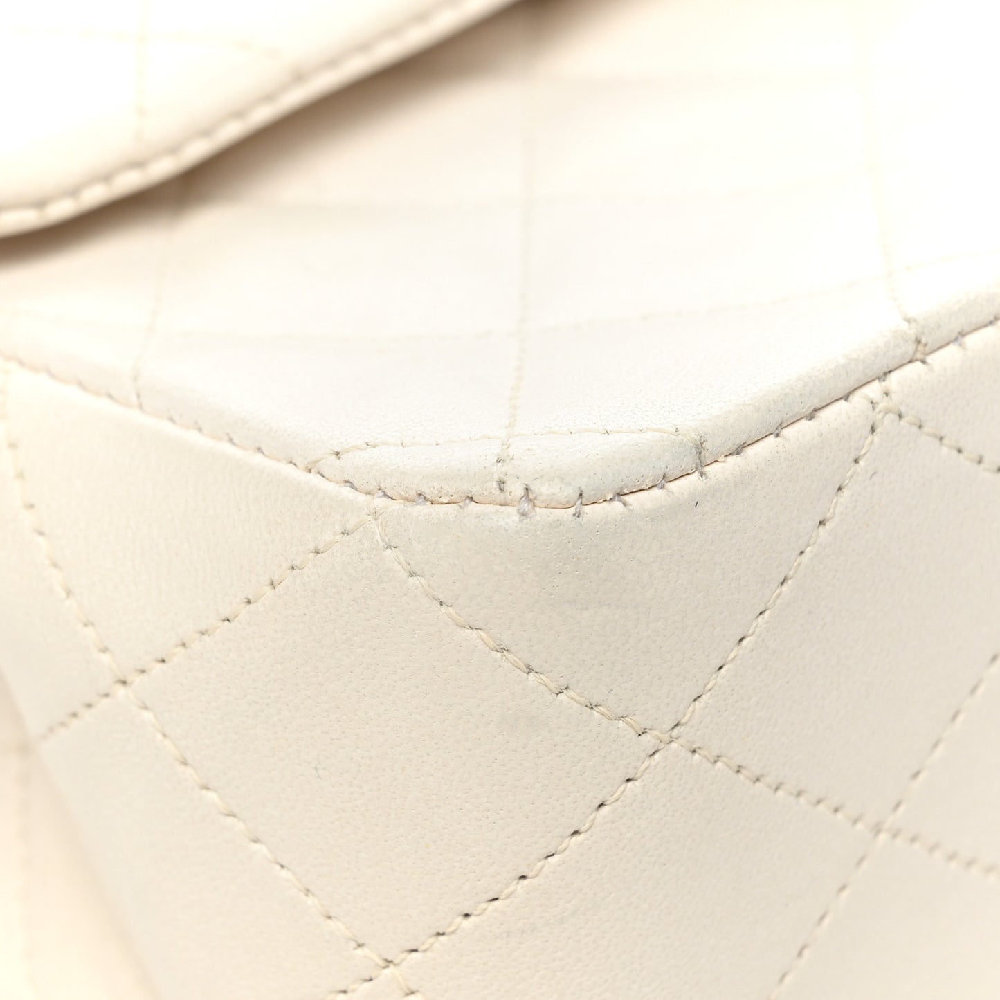 Lambskin Quilted Medium Double Flap White