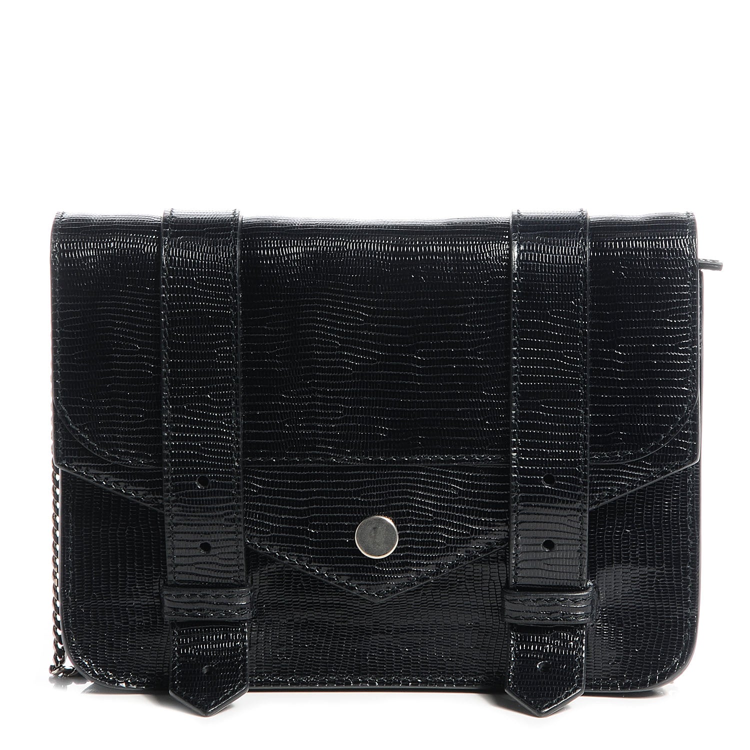 Proenza Schouler Lizard Printed PS1 Large Chain Wallet Black 1 of 6