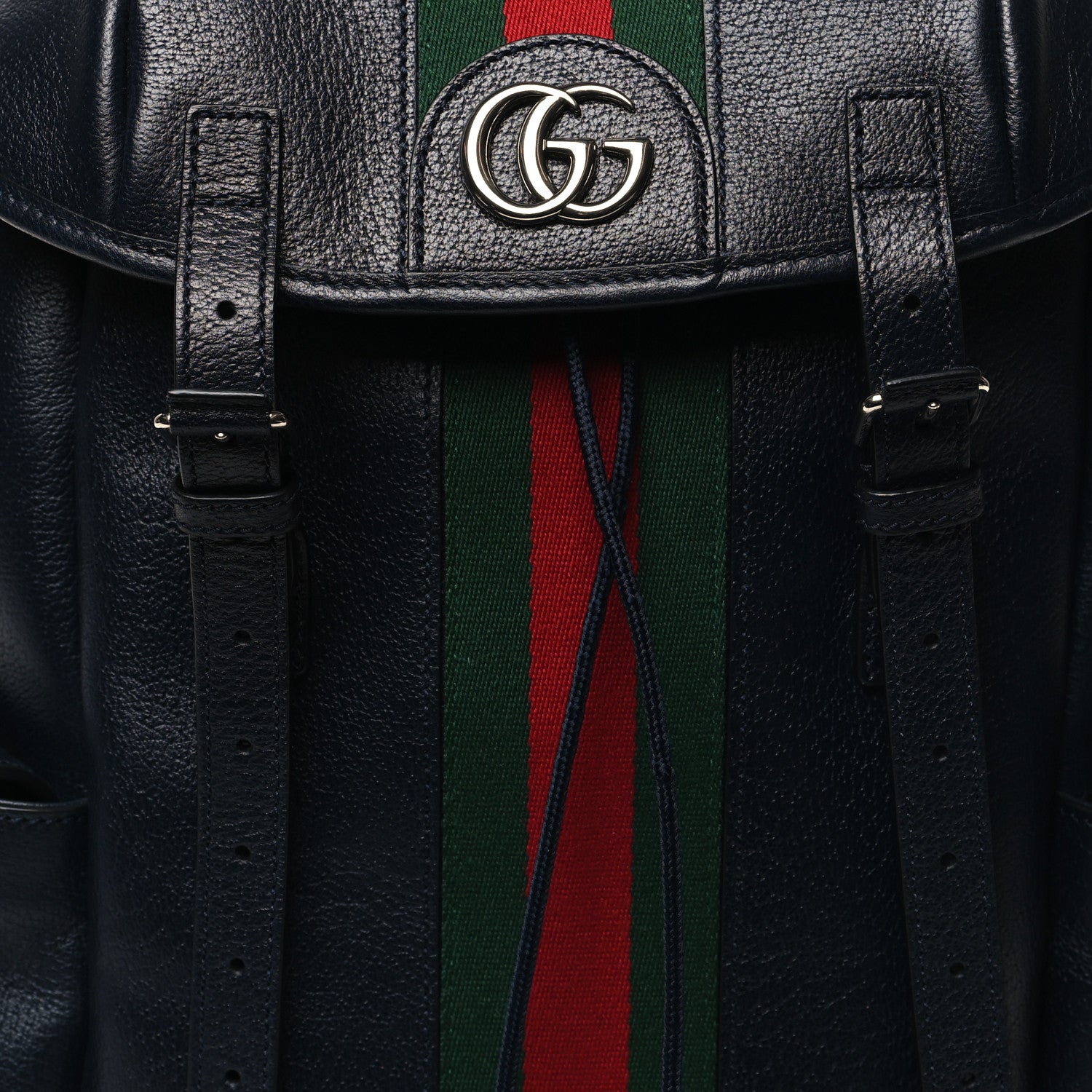 Gucci Textured Dollar Calfskin Web Medium Ophidia Double Buckle Backpack Blue Agata 8 of 10