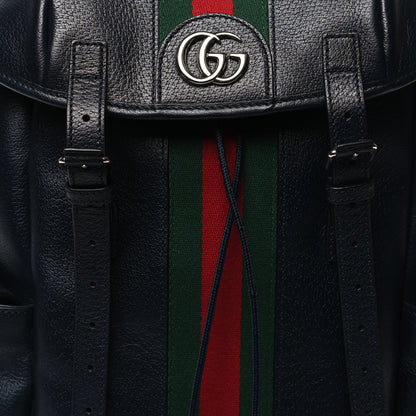 Gucci Textured Dollar Calfskin Web Medium Ophidia Double Buckle Backpack Blue Agata 8 of 10