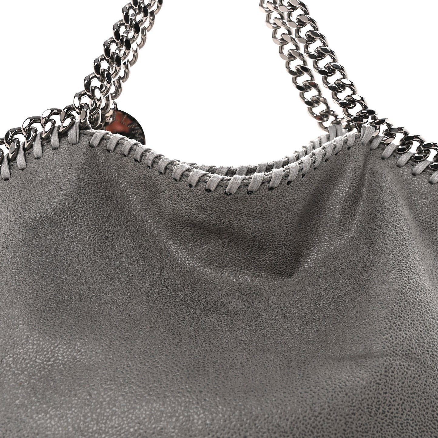 Shaggy Deer Falabella Fold Over Tote  Light Grey