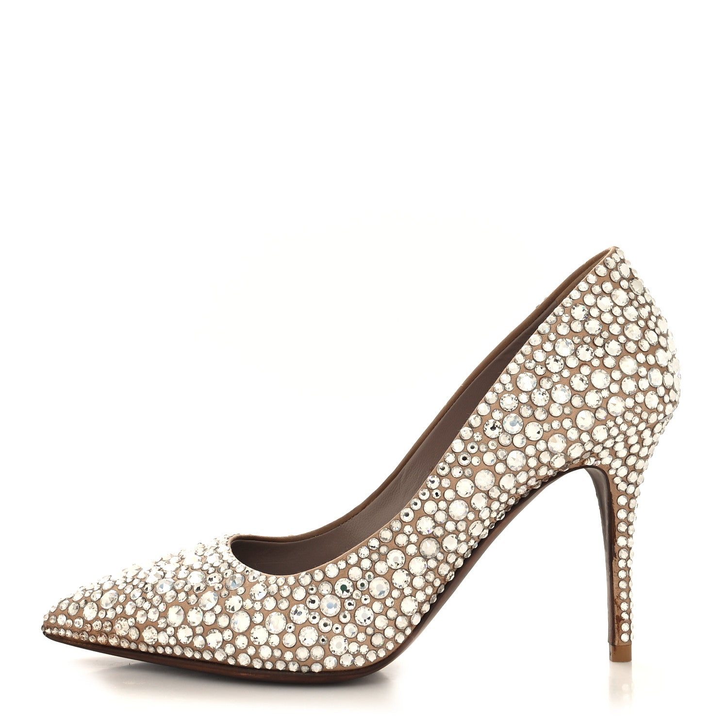 Valentino Garavani Satin Crystal Embellished Moonflow 90mm Pumps 38 Poudre 1 of 8