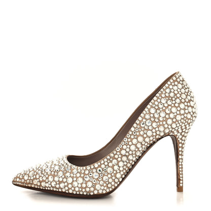 Valentino Garavani Satin Crystal Embellished Moonflow 90mm Pumps 38 Poudre 1 of 8