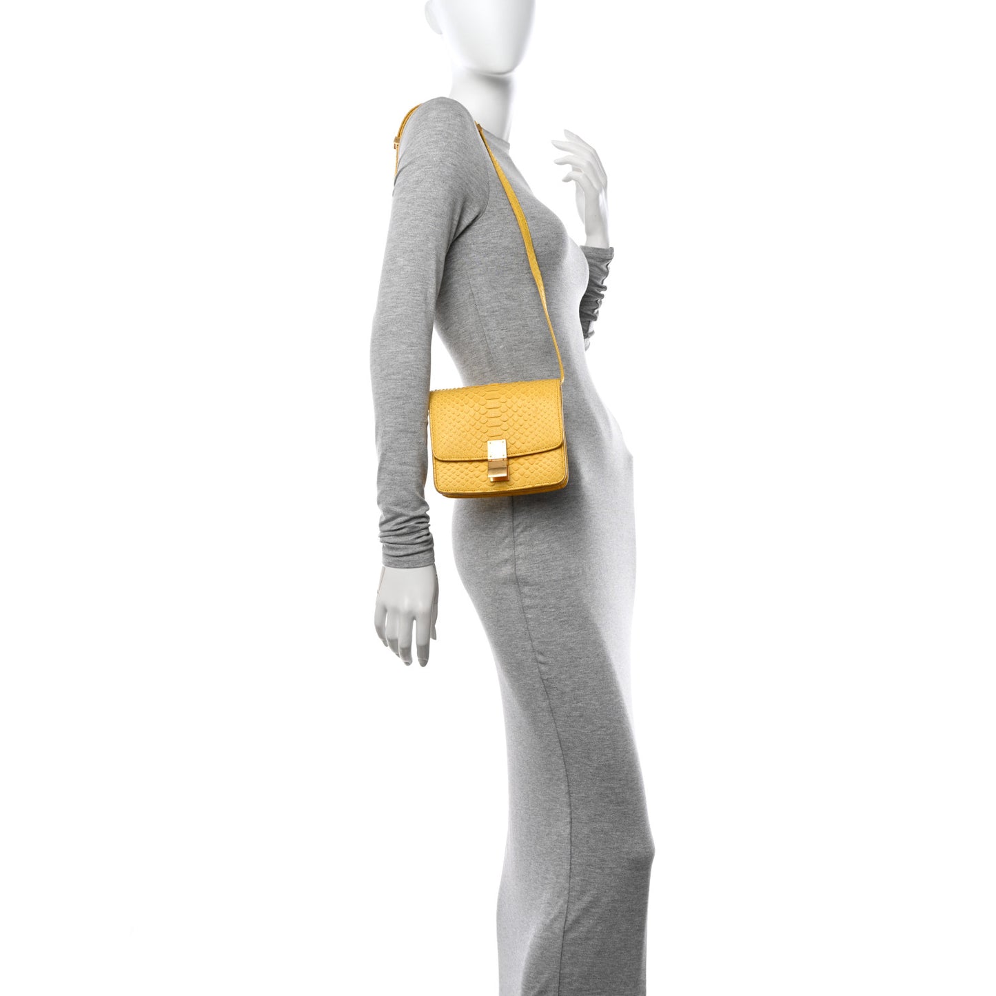 Snakeskin Small Classic Box Flap Bag Yellow