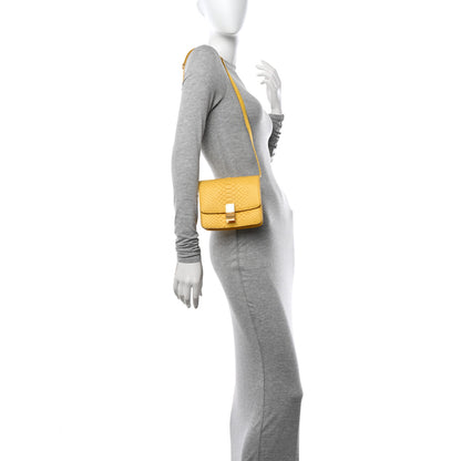Celine Snakeskin Small Classic Box Flap Bag Yellow 2 of 18
