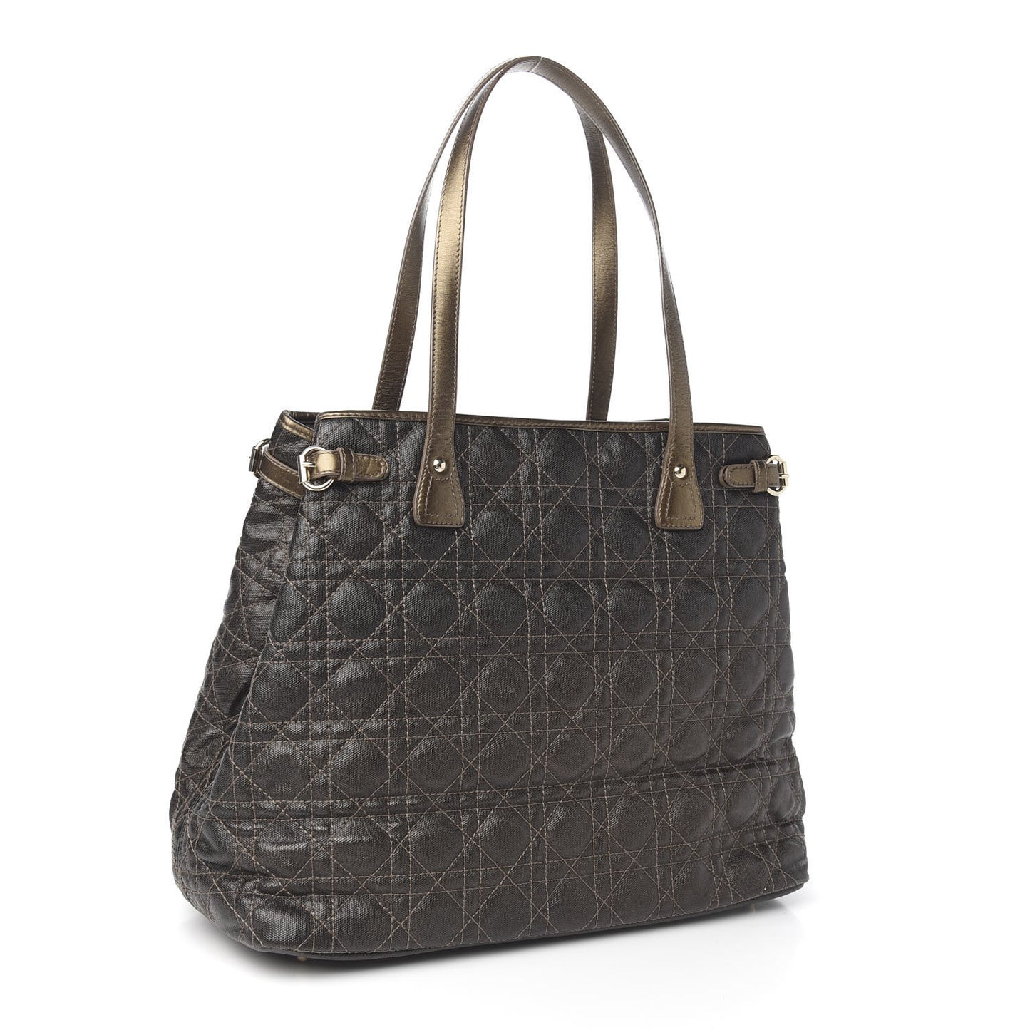 Coated Canvas Cannage Medium Panarea Tote Bronze