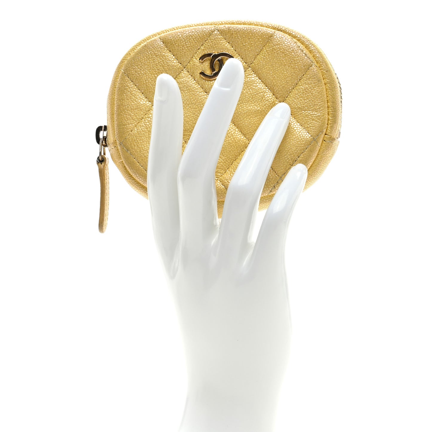 Iridescent Caviar Quilted Zip Around Classic Coin Purse Yellow