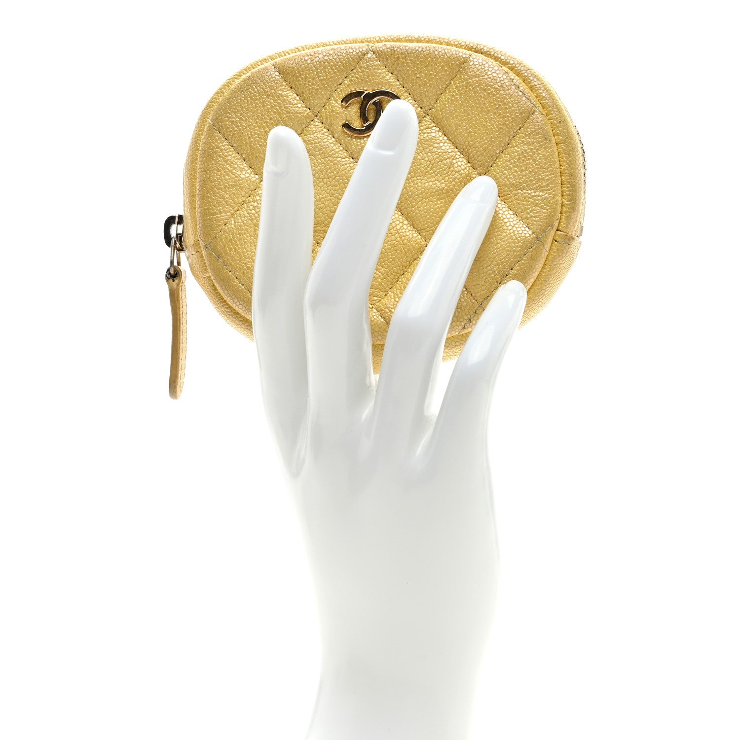 Chanel Iridescent Caviar Quilted Zip Around Classic Coin Purse Yellow 2 of 9
