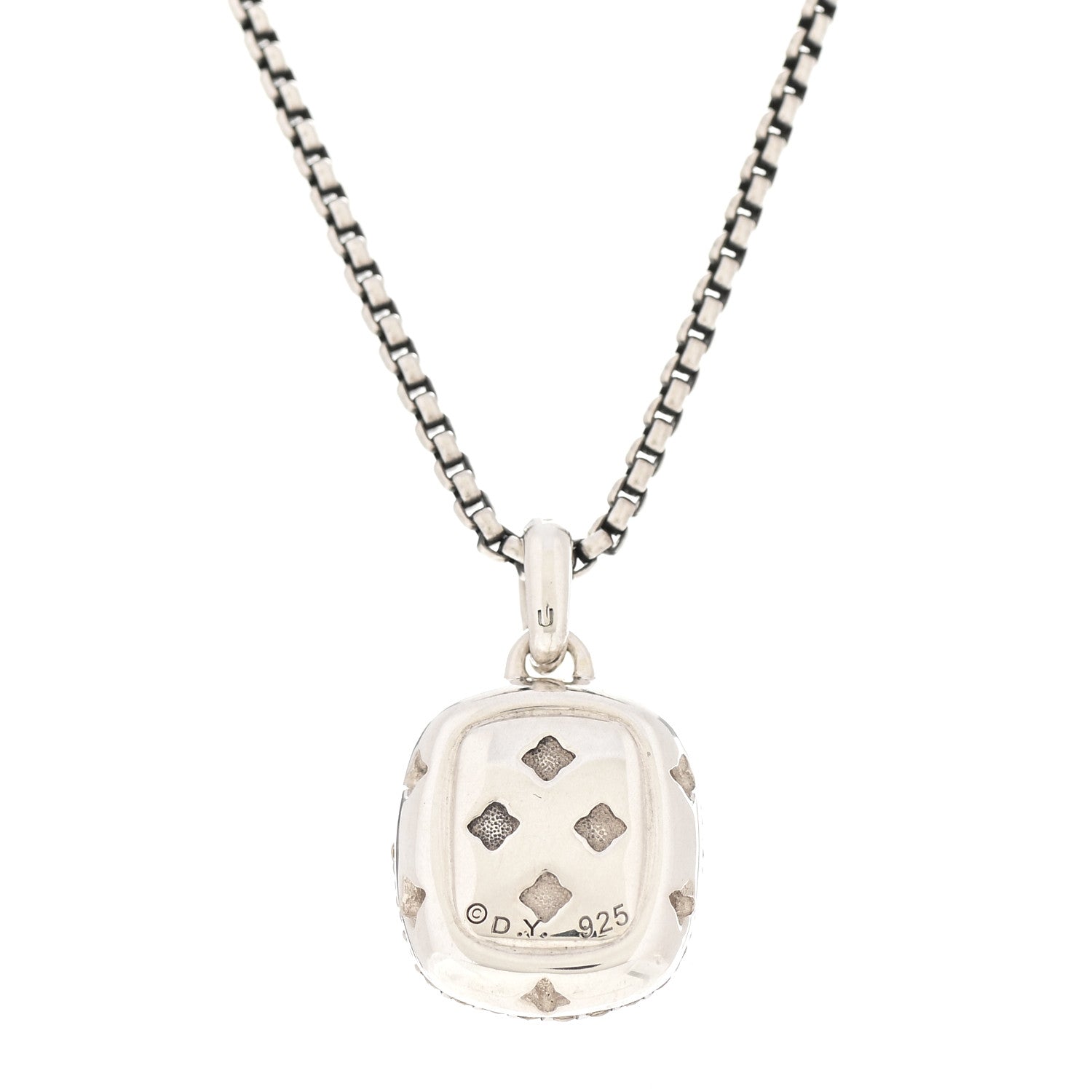David Yurman Sterling Silver White Topaz Diamond 12mm Noblesse Pendant Necklace 4 of 6