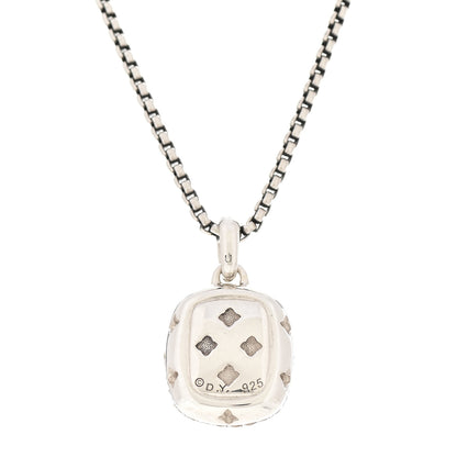 David Yurman Sterling Silver White Topaz Diamond 12mm Noblesse Pendant Necklace 4 of 6