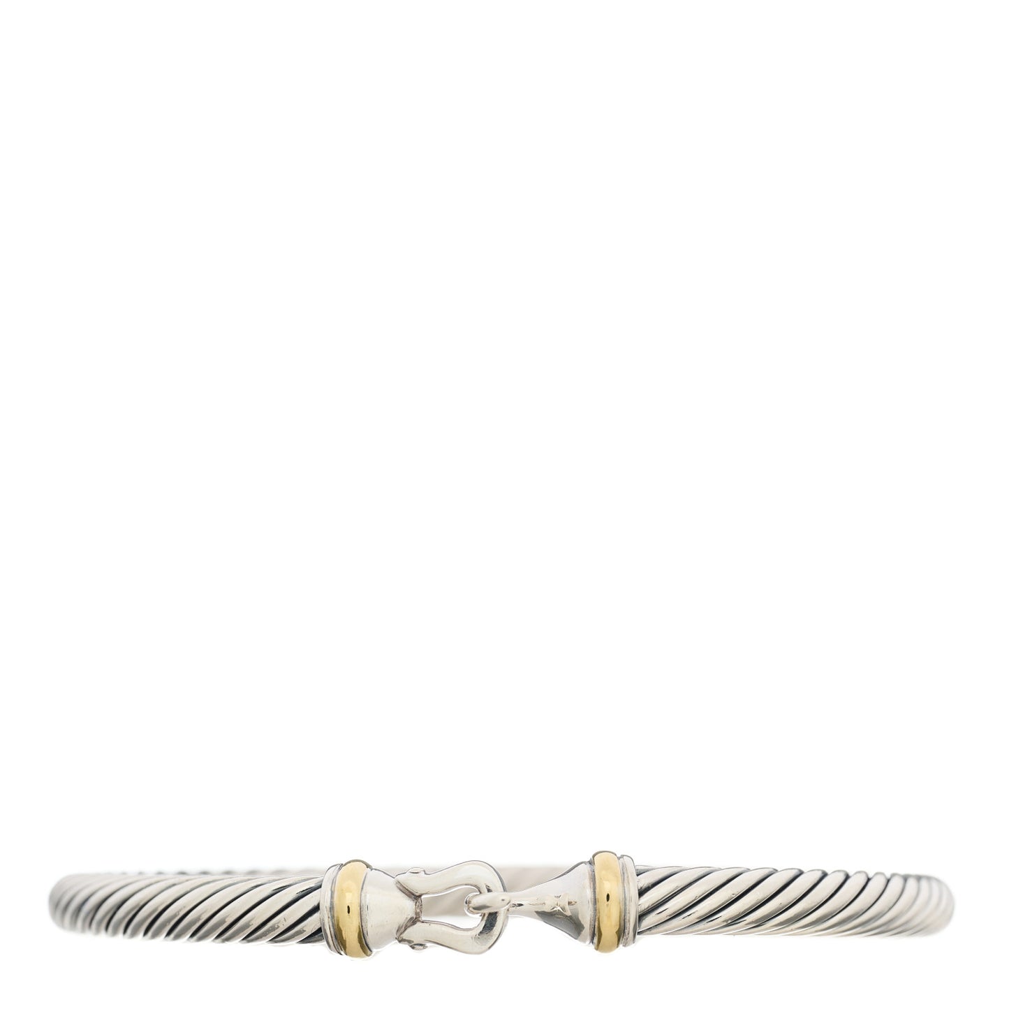 Sterling Silver 18K Yellow Gold 5mm Cable Classic Buckle Bracelet