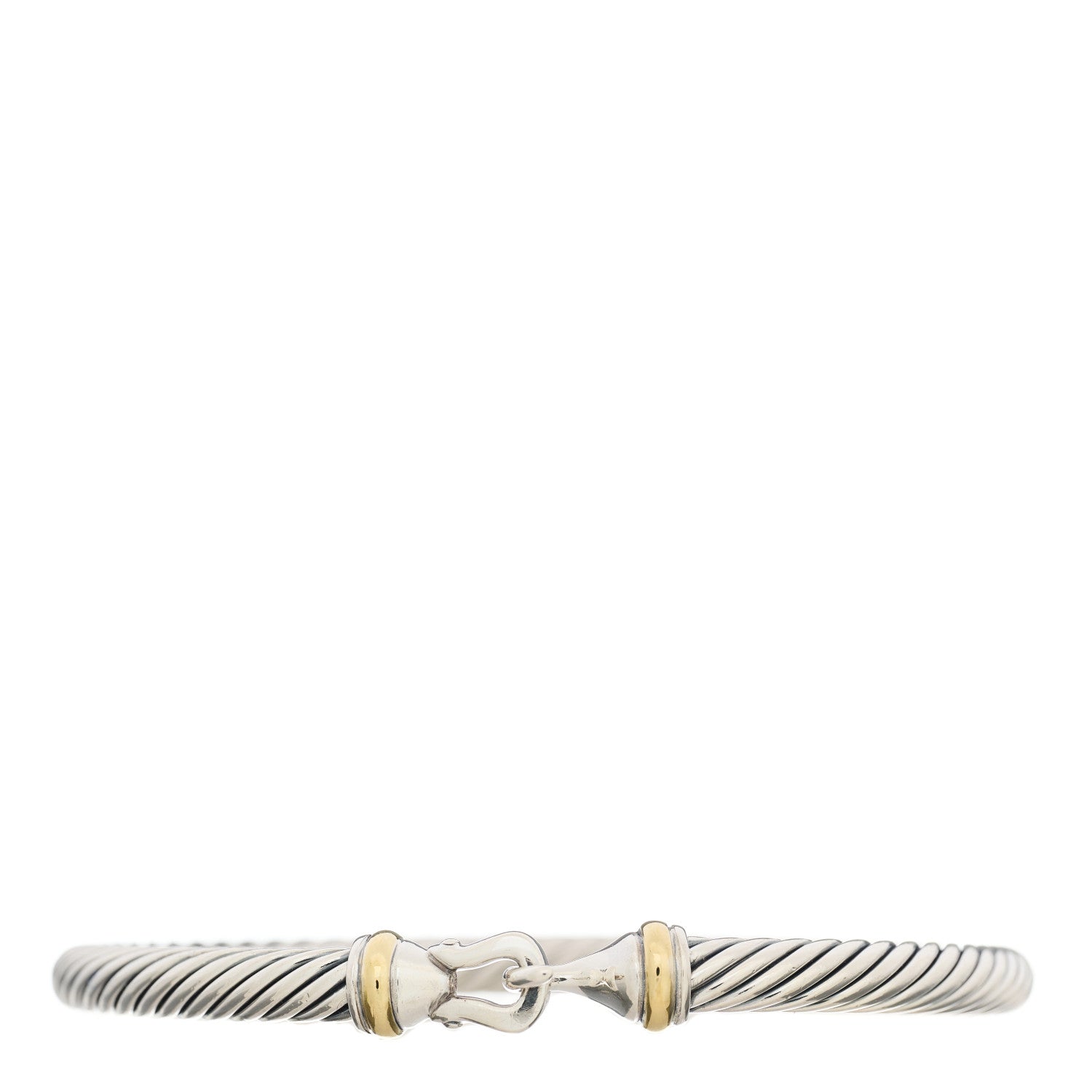 David Yurman Sterling Silver 18K Yellow Gold 5mm Cable Classic Buckle Bracelet 1 of 3