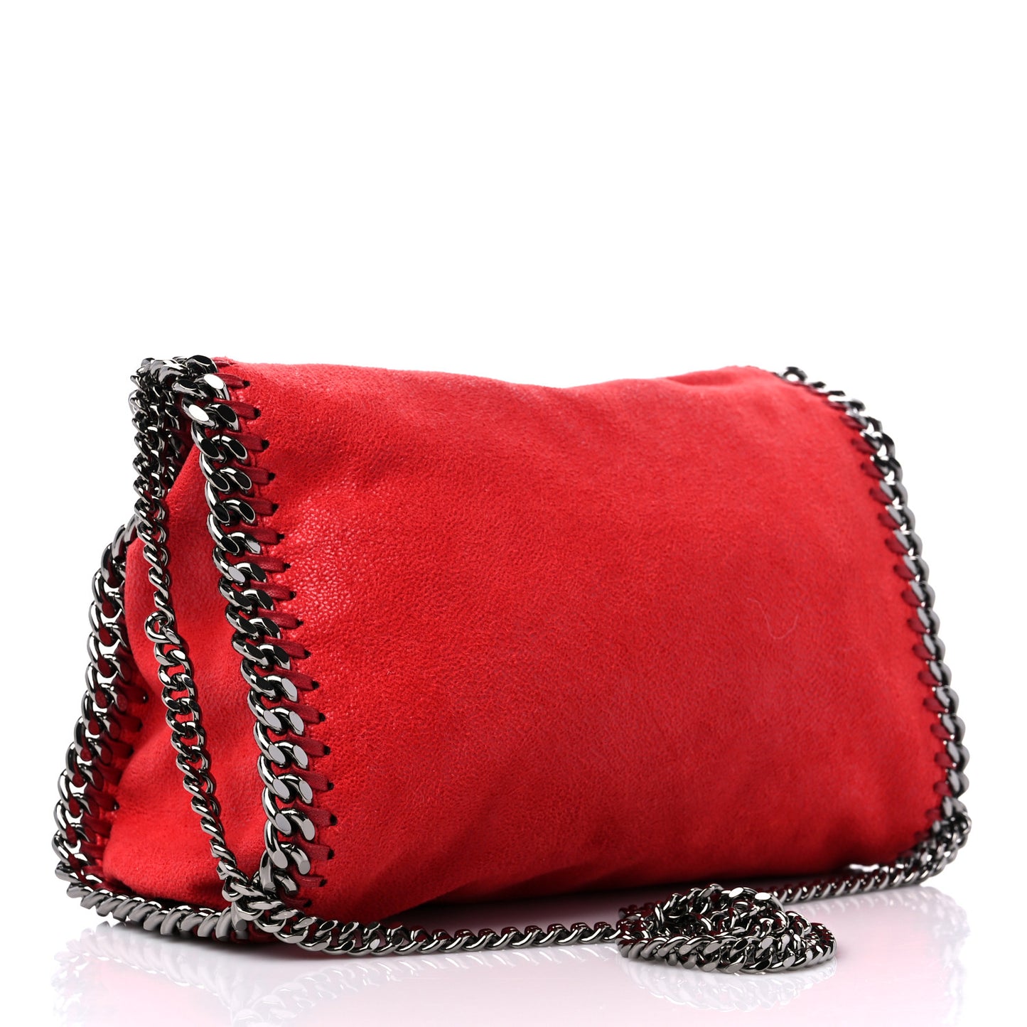 Shaggy Deer Mini Falabella Fold Over Tote Red