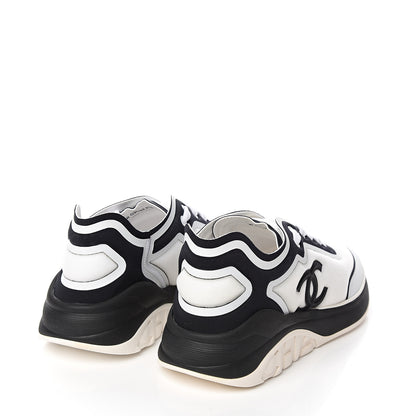 Chanel Suede Calfskin Stretch Fabric CC Sneakers 41.5 White 4 of 8