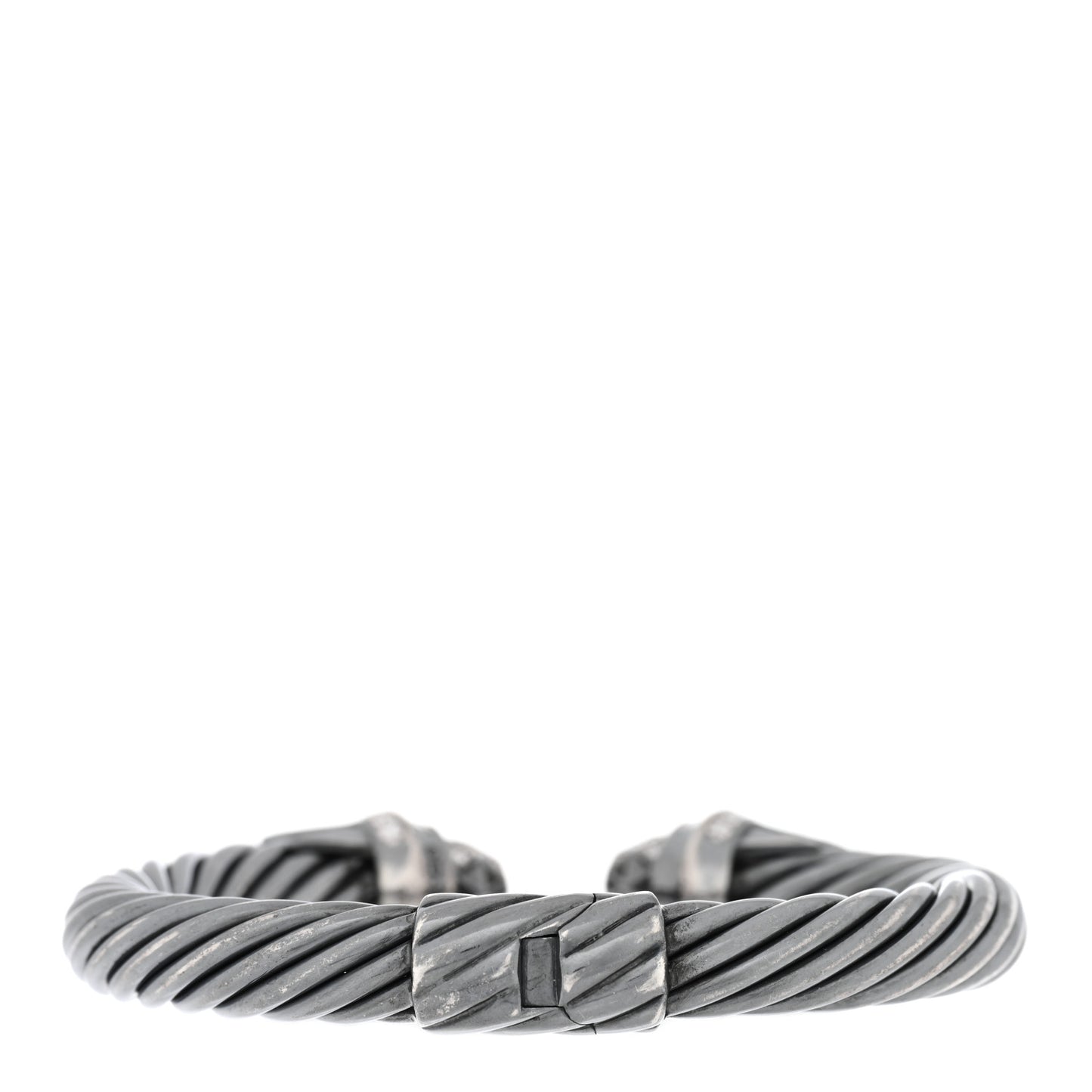 Darkened Sterling Silver Diamond 9mm Cable Statue of Liberty Bracelet