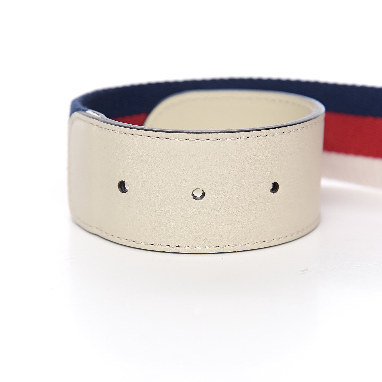 Gucci Nylon Calfskin Sylvie Web Double G 40mm Belt 80 32 Mystic White Hibiscus Red Maritime 4 of 5