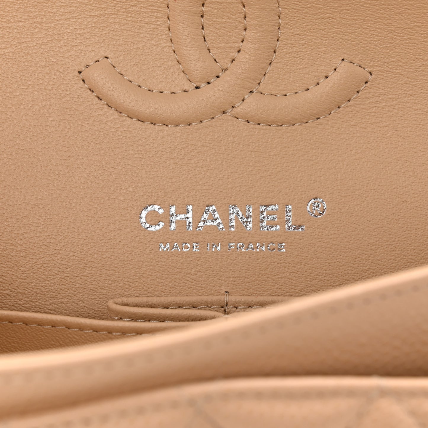 Caviar Quilted Small Double Flap Beige