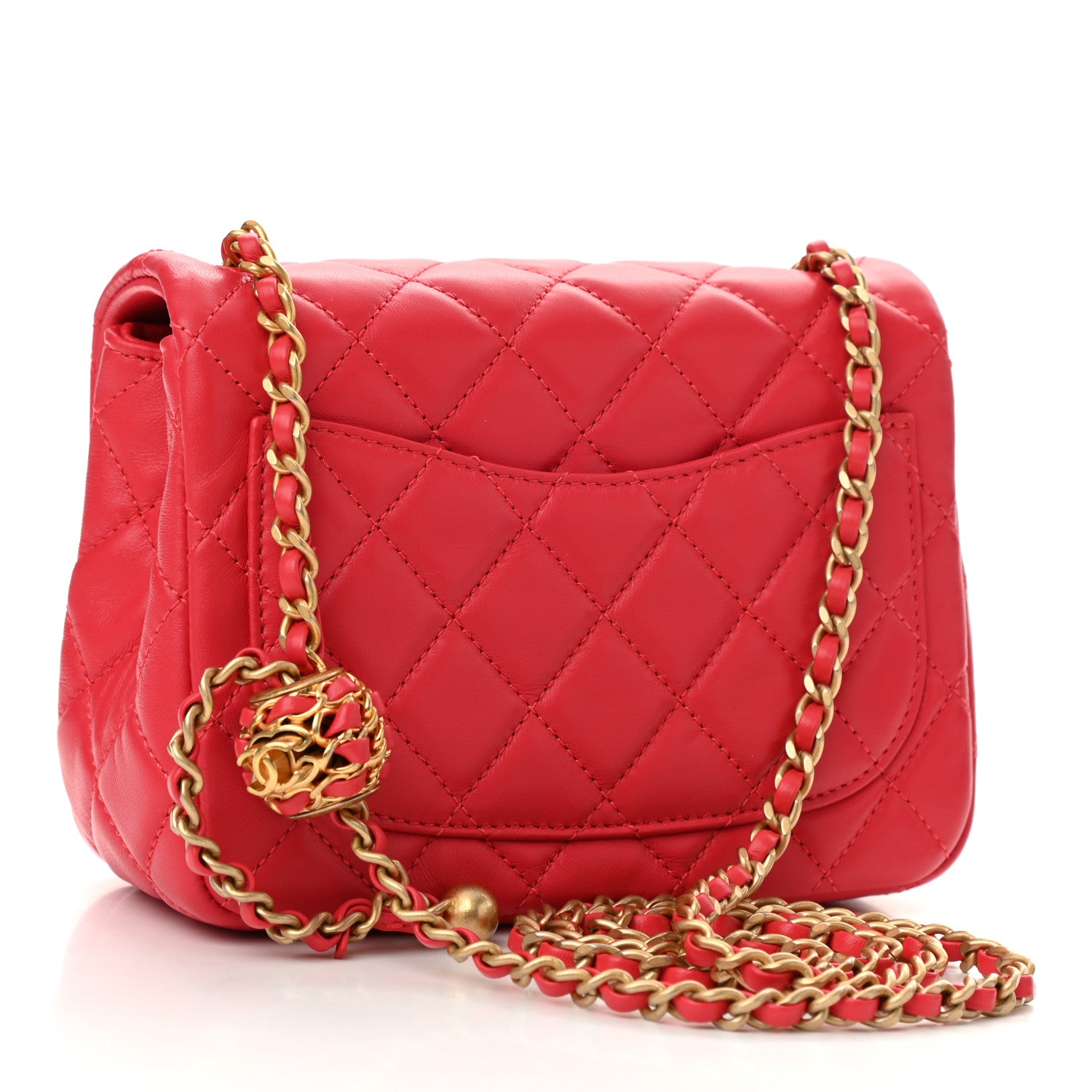 Chanel Lambskin Quilted Mini Pearl Crush Flap Red 3 of 13
