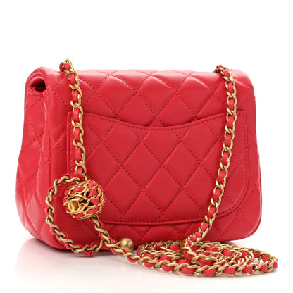 Chanel Lambskin Quilted Mini Pearl Crush Flap Red 3 of 13