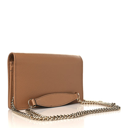 Gucci Pebbled Calfskin Soho Wallet on Chain Camelia 2 of 8