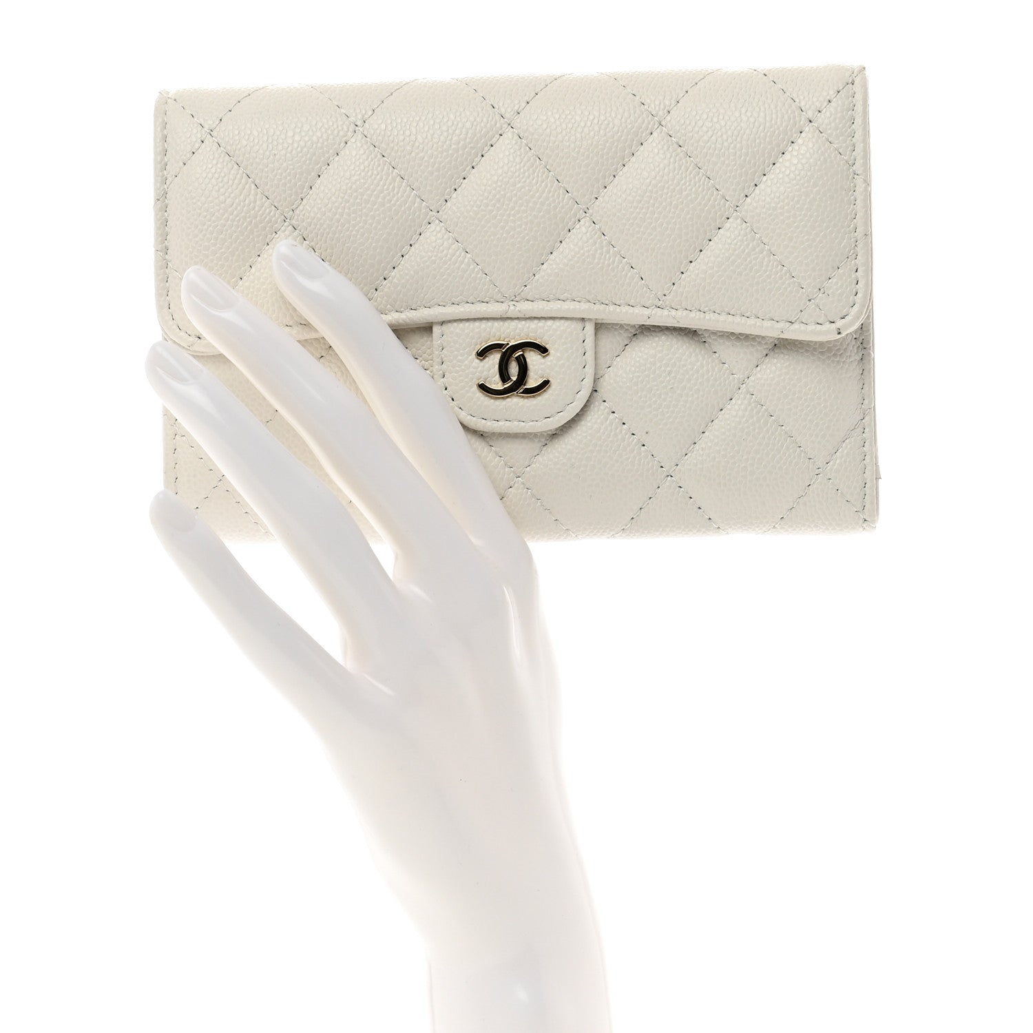 Chanel Caviar Quilted Medium Flap Wallet White 2 of 8