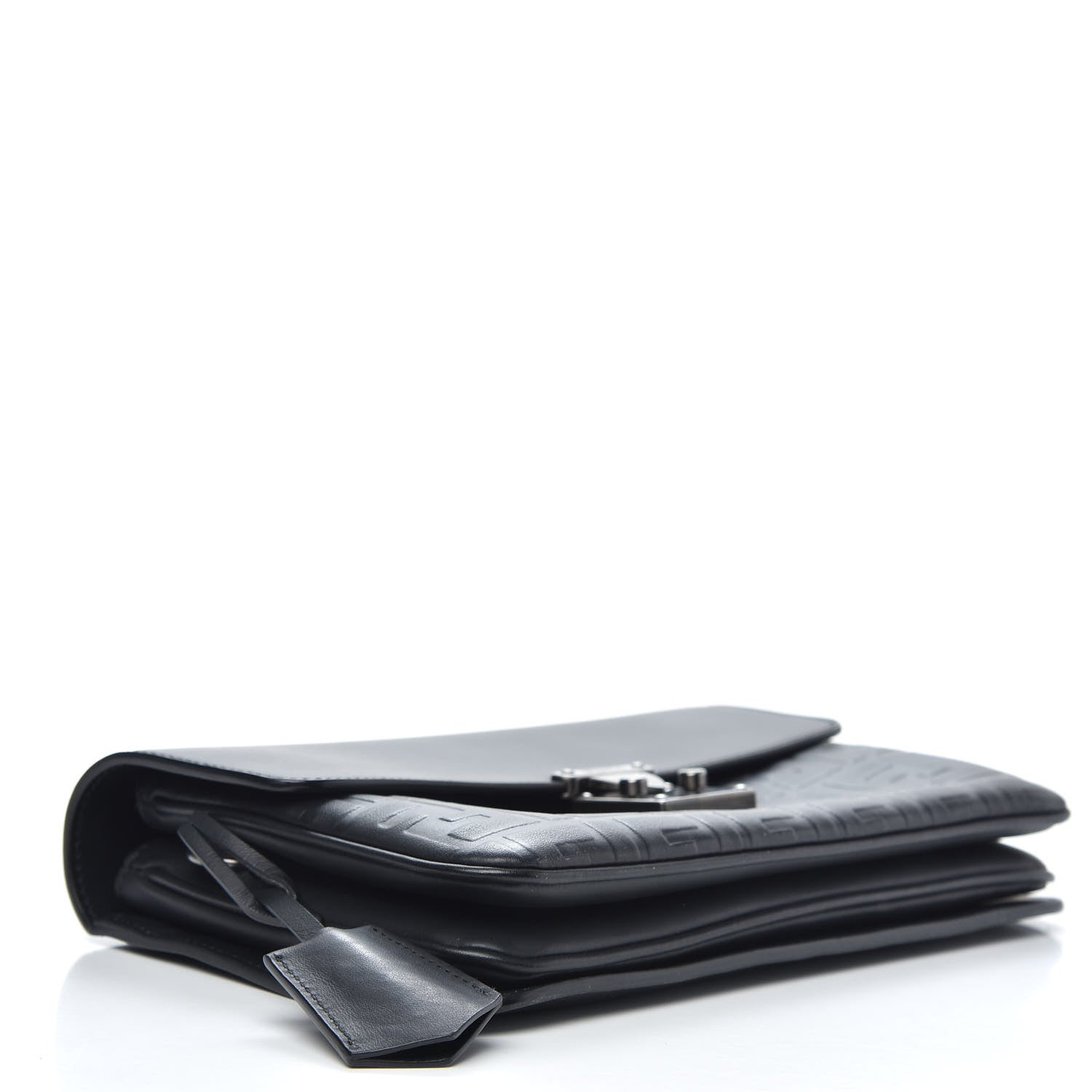 Fendi Vitello Century Grace FF Embossed Top Handle Clutch Black 4 of 9