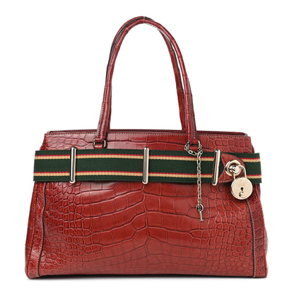 Gucci Crocodile Lock Tote Red 1 of 9