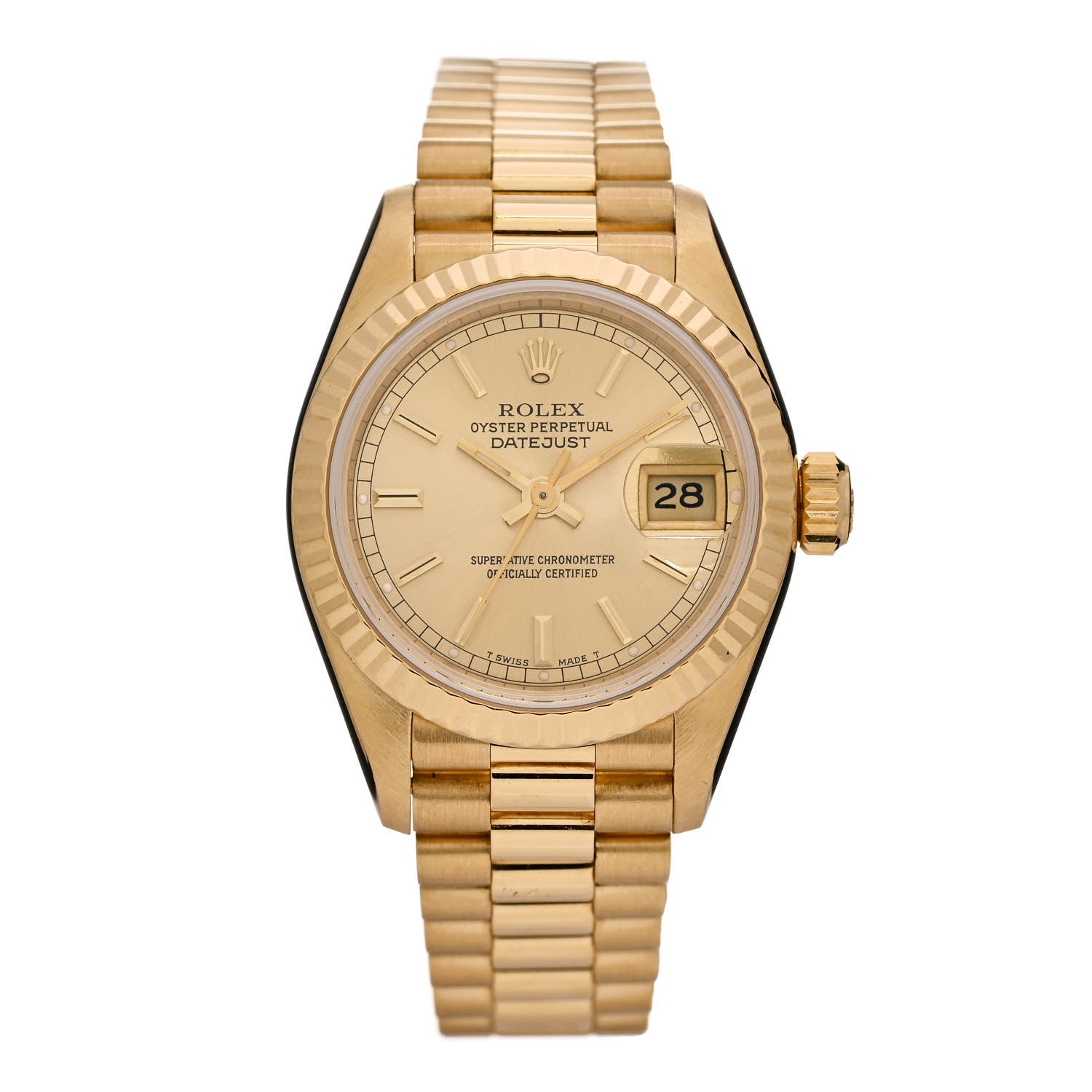 Rolex 18K Yellow Gold 26mm Oyster Perpetual Datejust President Watch Champagne 69178 1 of 5