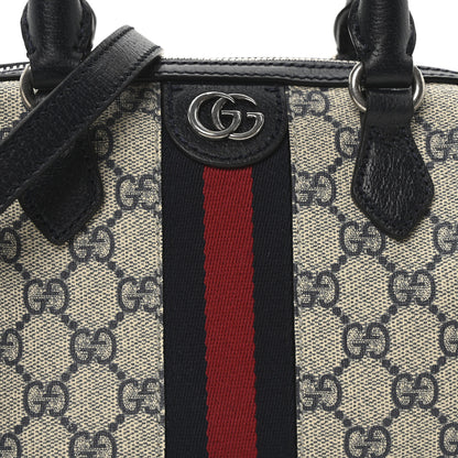 Gucci GG Supreme Monogram Textured Dollar Calfskin Web Mini Ophidia Top Handle Bag Beige Blue 8 of 10