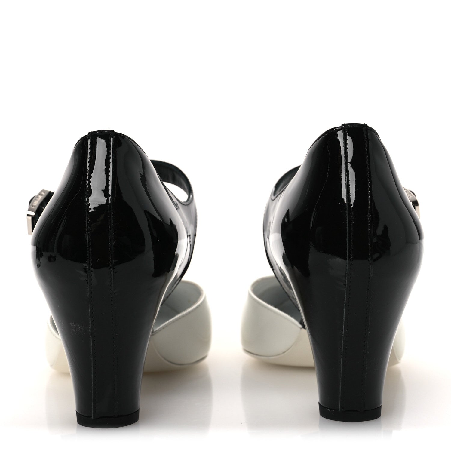 Chanel Patent Calfskin CC Pumps 37 White Black 6 of 12