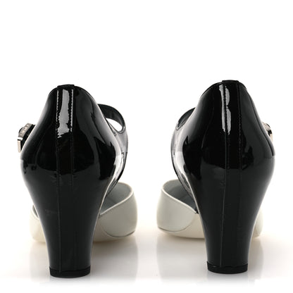 Chanel Patent Calfskin CC Pumps 37 White Black 6 of 12