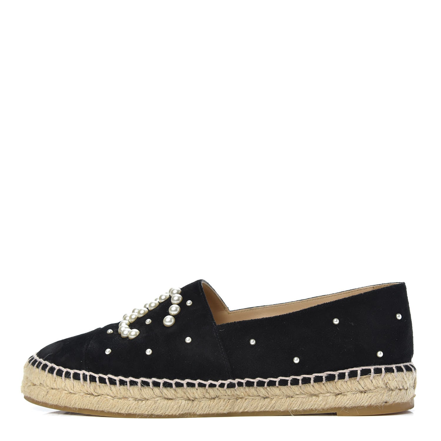 Chanel Suede Pearl CC Espadrilles 39 Black 1 of 10