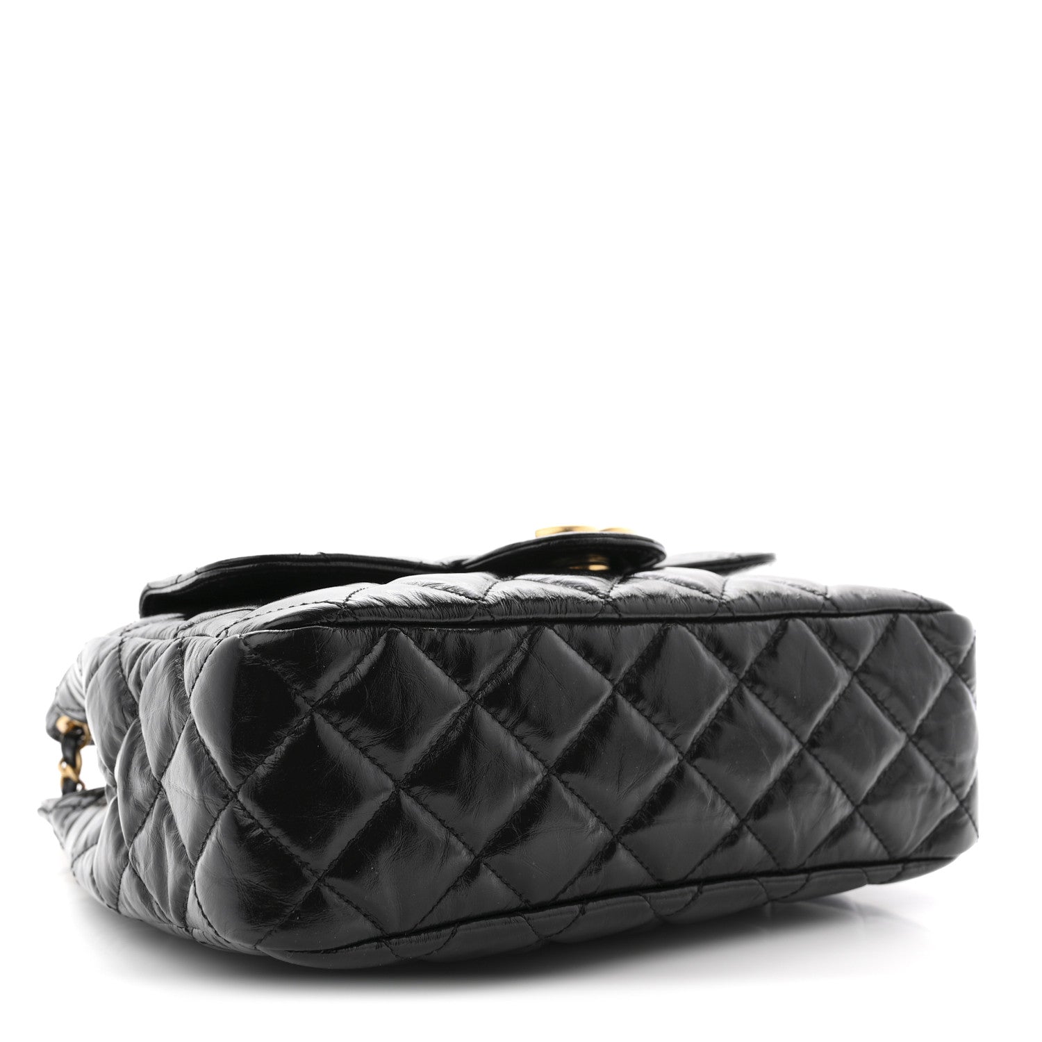 Chanel Shiny Crumpled Calfskin Quilted Wavy CC Hobo Black 4 of 10