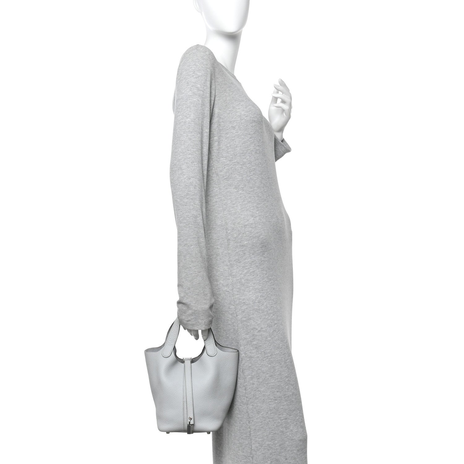Hermes Taurillon Clemence Picotin Lock 18 PM Bleu Pale 2 of 12