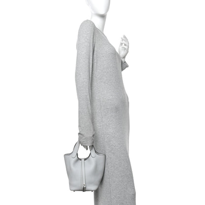 Hermes Taurillon Clemence Picotin Lock 18 PM Bleu Pale 2 of 12
