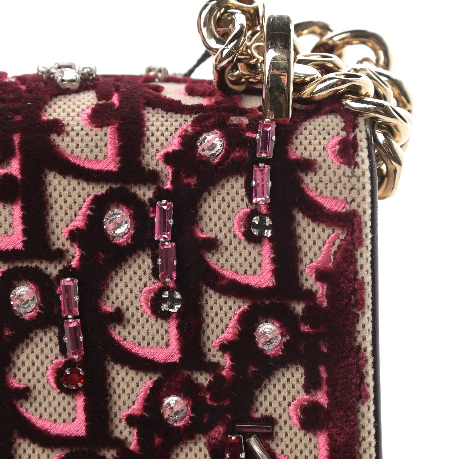 Christian Dior Velvet Crystal Small Diorama Club Flap Bag Plum 14 of 15